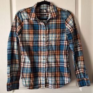 The North Face Women’s Blue &‎ Brown Plaid  Shirt size small
